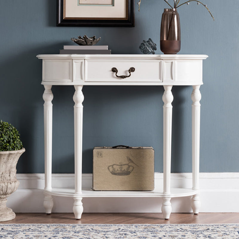 Victorian Rubber Wood End Table Free Form Sofa Console Table for Hall