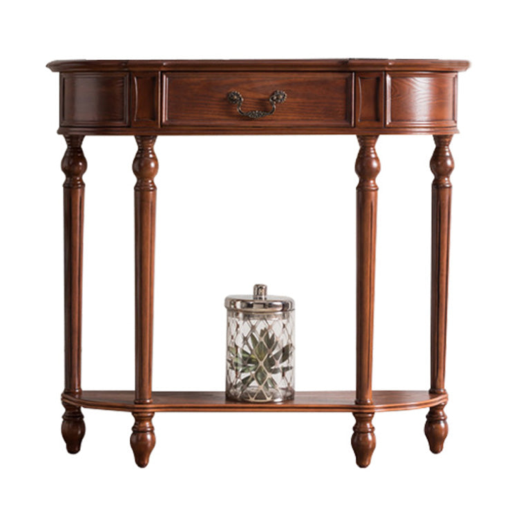Victorian Rubber Wood End Table Free Form Sofa Console Table for Hall
