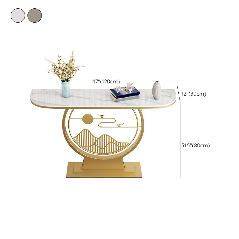 Modern Console Accent Table Antique Finish Console Sofa Table in Stone