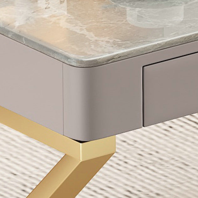 29.25-inch H Classic Glam Writing Desk Curved Stone Office Desk