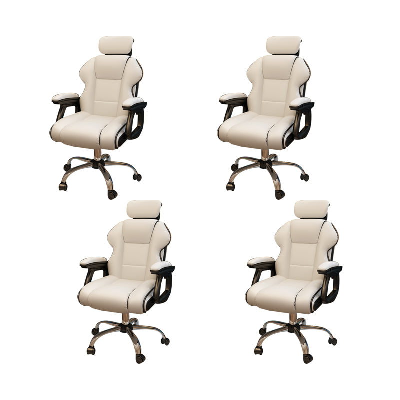Modern Style Gaming Chair Faux Leather Fixed Arm Desk Chair for Home