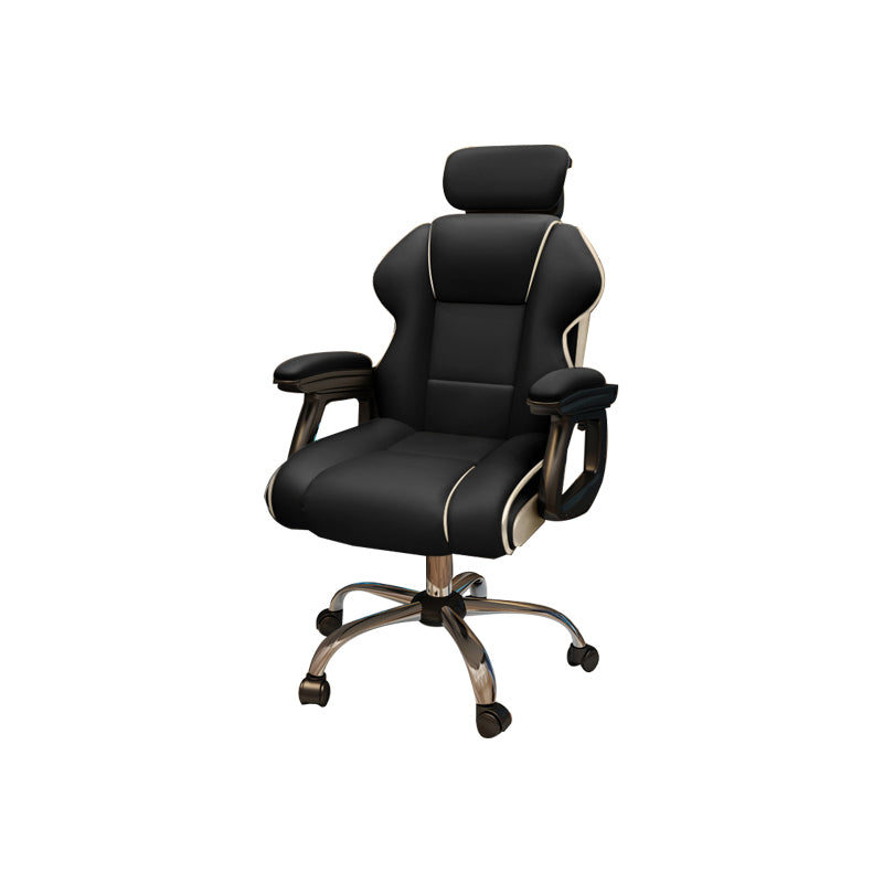 Modern Style Gaming Chair Faux Leather Fixed Arm Desk Chair for Home