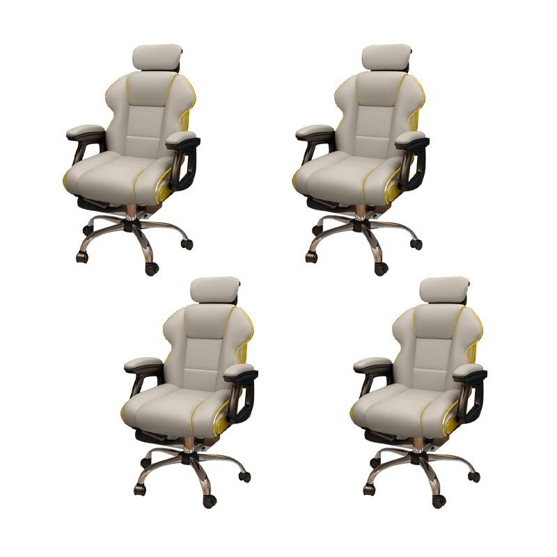Modern Style Gaming Chair Faux Leather Fixed Arm Desk Chair for Home