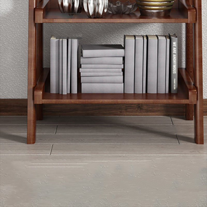 Open Back Walnut Bookcase Contemporary Ladder Bookshelf with Shelves