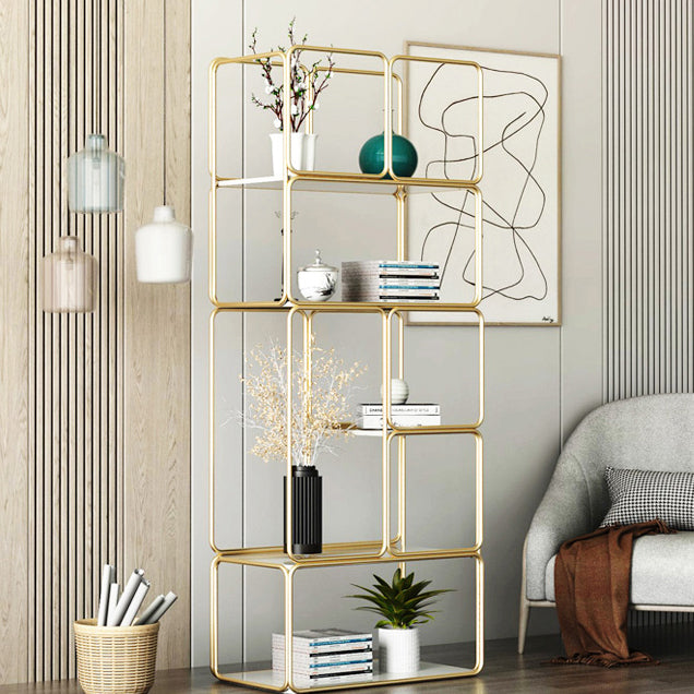 Modern Metal Book Shelf Open Shelf Bookcase with Shelves for Study Room