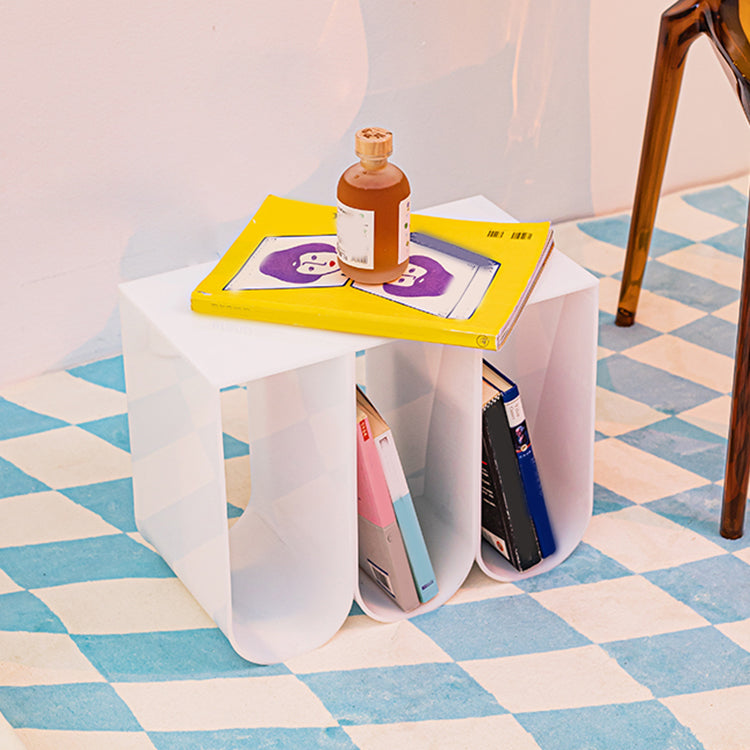 Contemporary Antique Finish Shelf Bookcase Acrylic Geometric Bookshelf