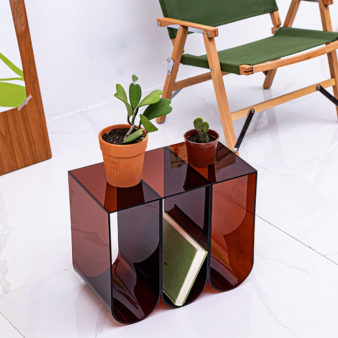 Contemporary Antique Finish Shelf Bookcase Acrylic Geometric Bookshelf