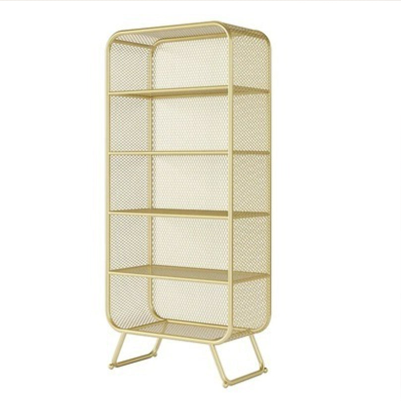 Closed Back Bookshelf Standard Metal Glam Bookcase with Shelves
