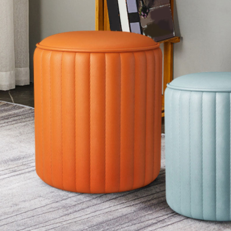 Whole Colored Ottoman Cylinder Shape Stain Resistant Faux Leather Ottoman