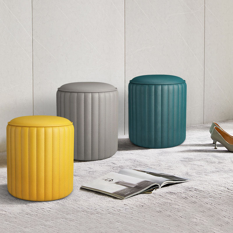 Whole Colored Ottoman Cylinder Shape Stain Resistant Faux Leather Ottoman