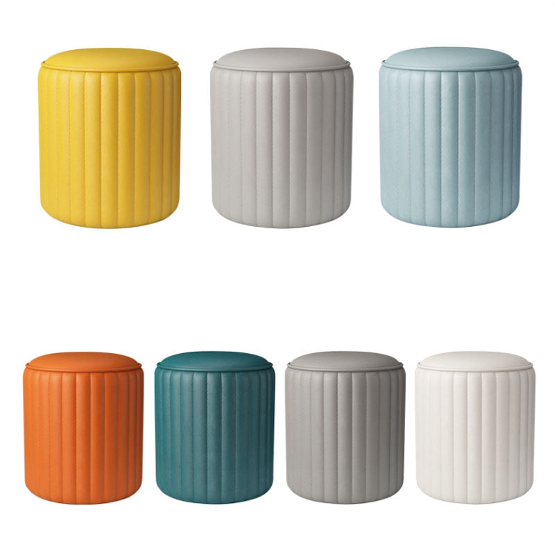 Whole Colored Ottoman Cylinder Shape Stain Resistant Faux Leather Ottoman