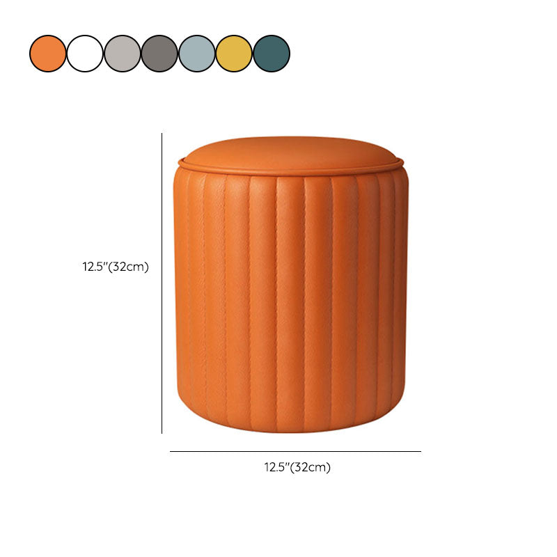 Whole Colored Ottoman Cylinder Shape Stain Resistant Faux Leather Ottoman