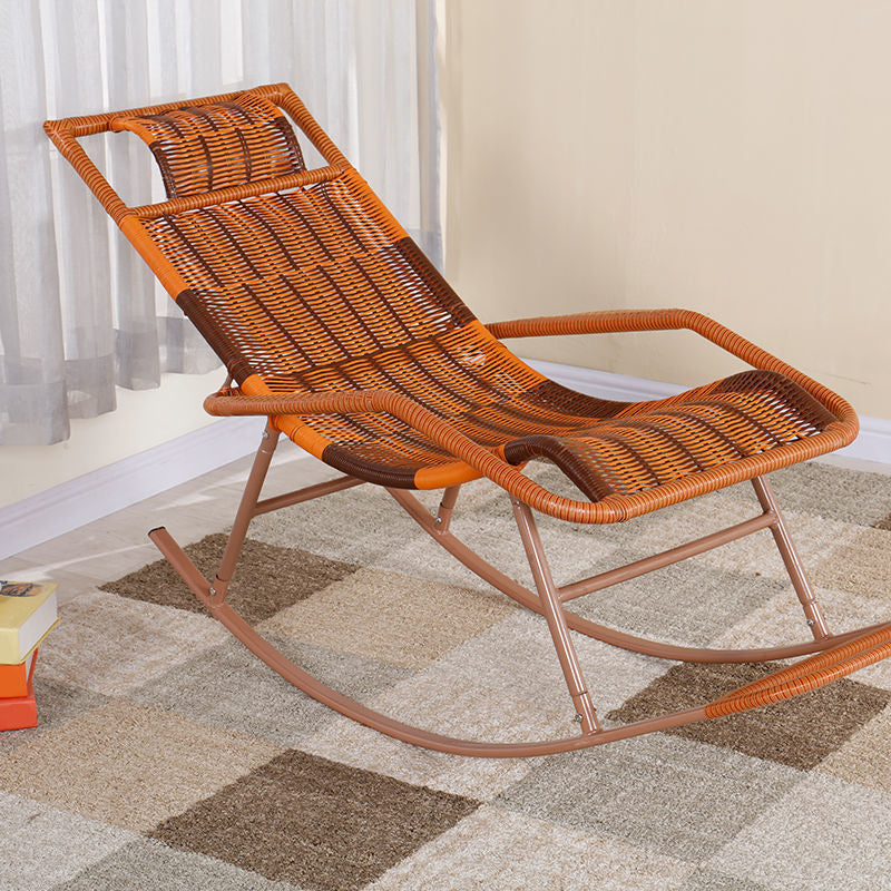 Rattan Rocking Chair Plain Water Resistant Woven Rope Modern Rocking Chair