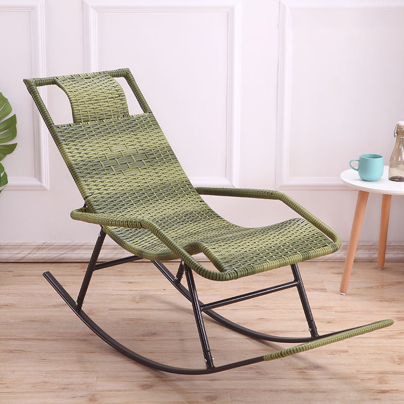 Rattan Rocking Chair Plain Water Resistant Woven Rope Modern Rocking Chair