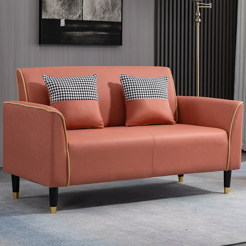 Glam Tight Back Flared Arm Living Room Faux Leather Standard Seating