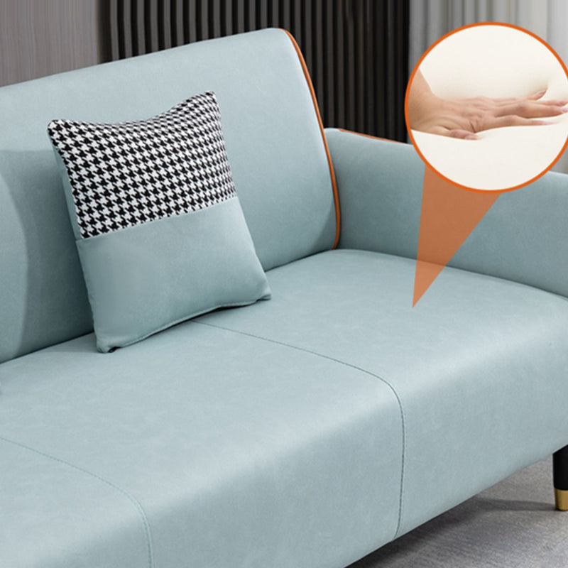Glam Tight Back Flared Arm Living Room Faux Leather Standard Seating