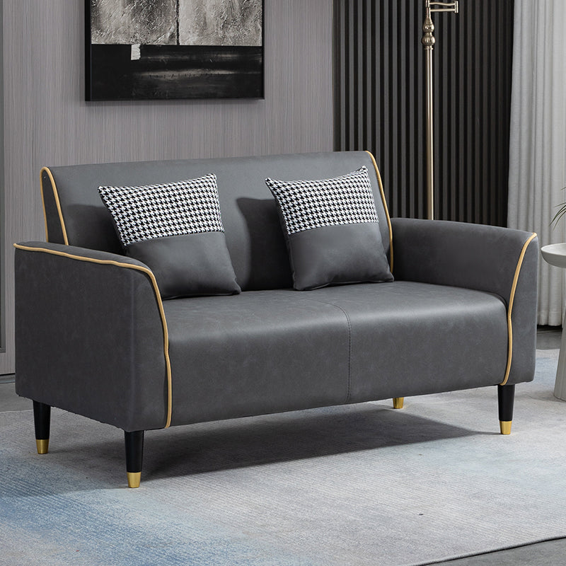Glam Tight Back Flared Arm Living Room Faux Leather Standard Seating