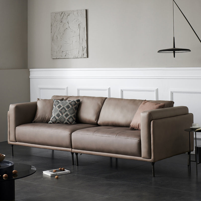 Modern Square Arms Sofa Wooden Pillows Back Settee for Living Room