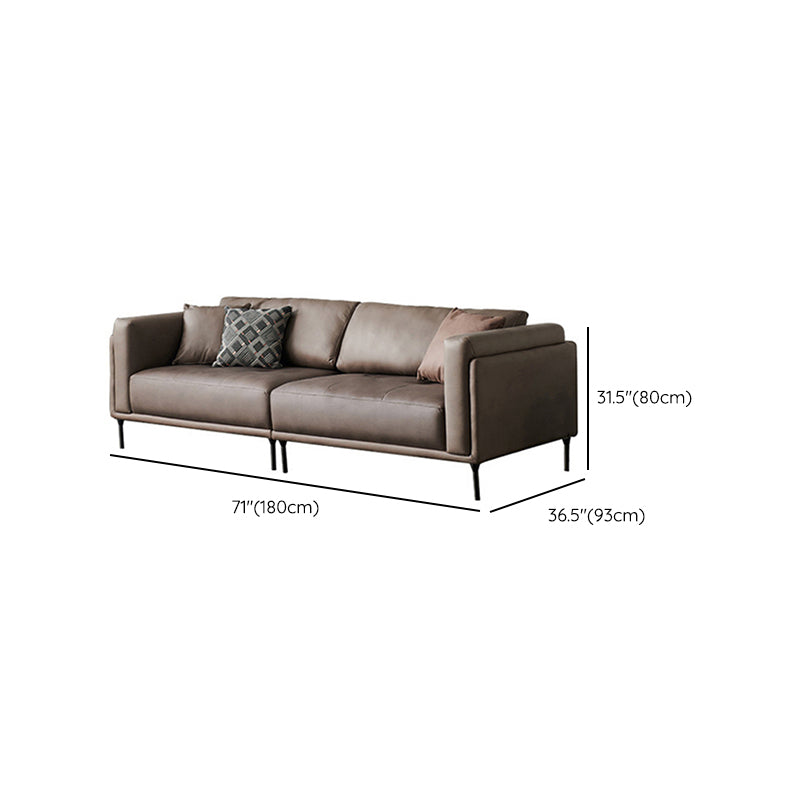 Modern Square Arms Sofa Wooden Pillows Back Settee for Living Room