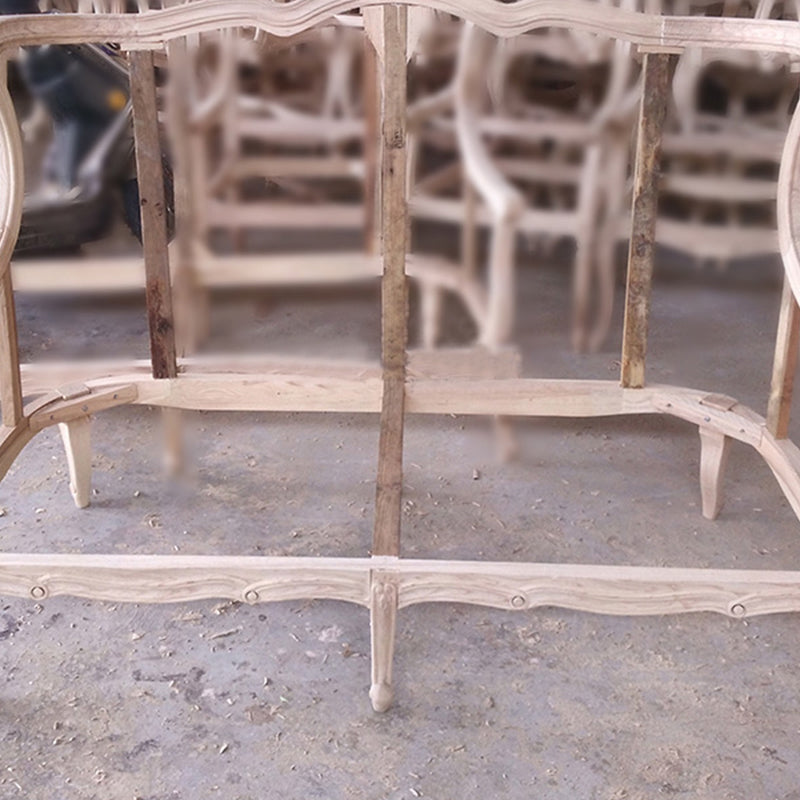 French Country Sofa Wooden Tufted Split-Back Settee for Living Room