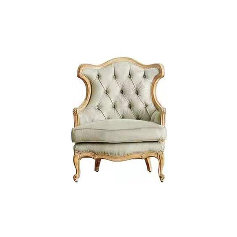 French Country Sofa Wooden Tufted Split-Back Settee for Living Room