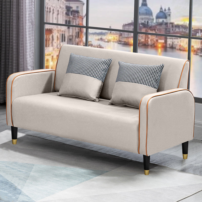 Glam Tight Back Square Arm Living Room Faux Leather Standard Seating