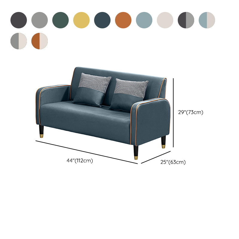 Glam Tight Back Square Arm Living Room Faux Leather Standard Seating