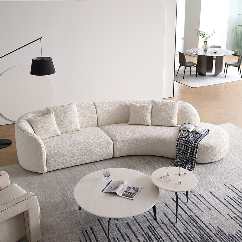 Water Resistant Sofa Wooden Curved Recessed Arm Settee for Living Room
