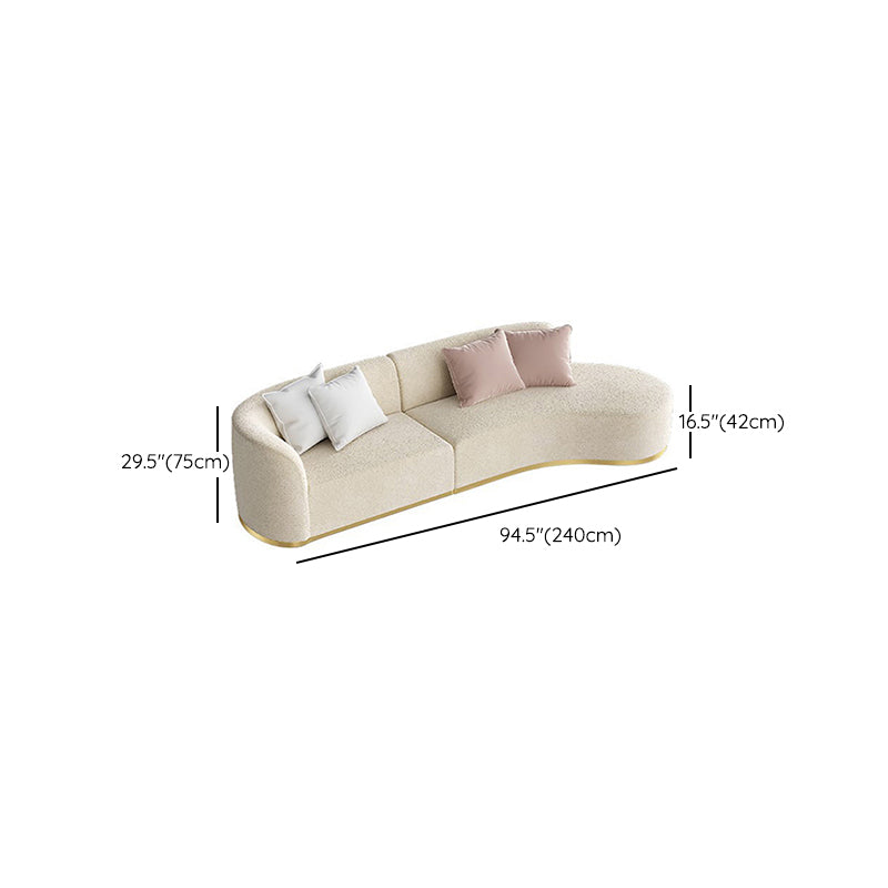 Water Resistant Sofa Wooden Curved Recessed Arm Settee for Living Room