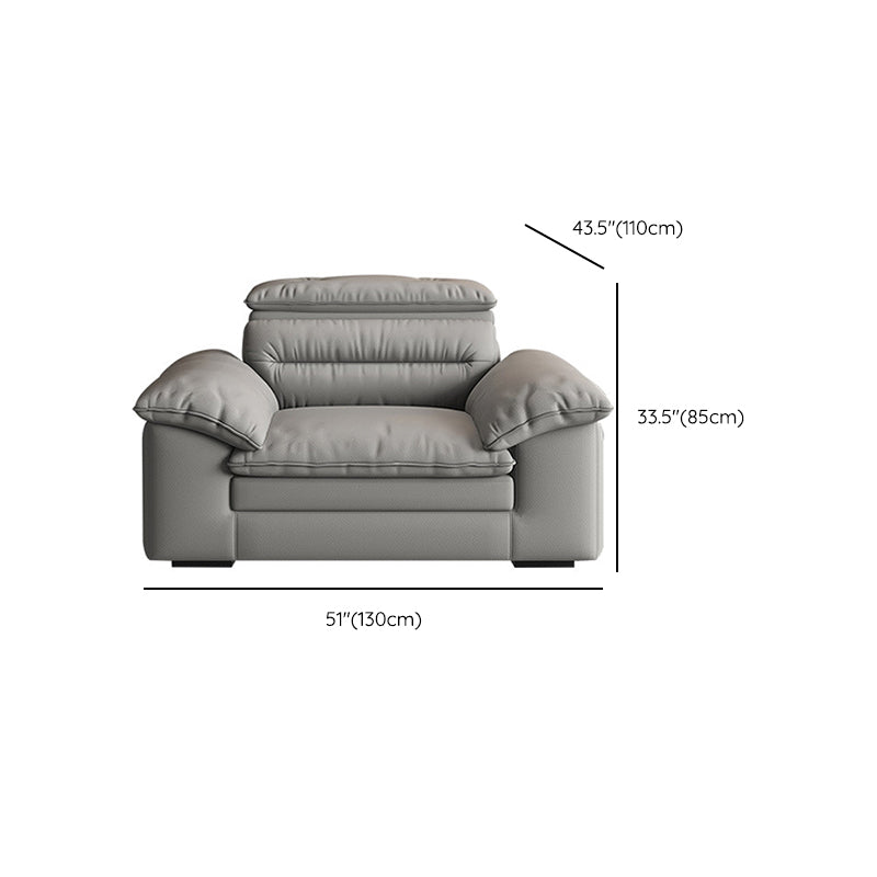 Contemporary Faux Leather Light-grey Sewn Pillow Back Pillow Top Arm Sofa