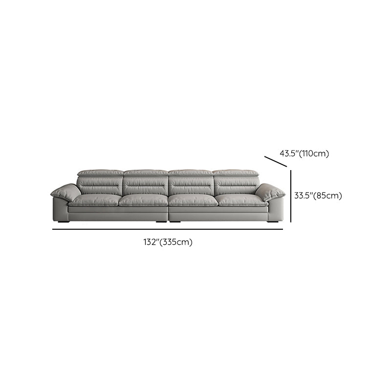 Contemporary Faux Leather Light-grey Sewn Pillow Back Pillow Top Arm Sofa