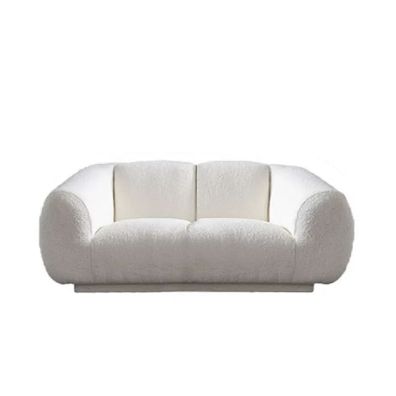 Minimalist Wool Sofa with Chaise in White 29.1" H Fabric Sofa