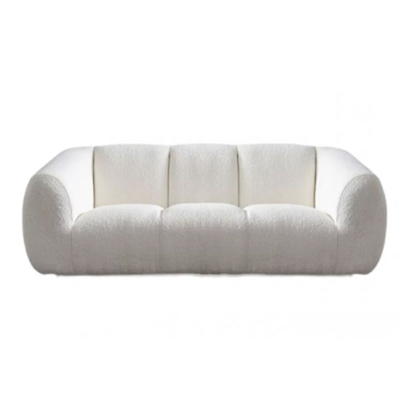 Minimalist Wool Sofa with Chaise in White 29.1" H Fabric Sofa