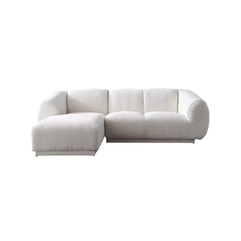 Minimalist Wool Sofa with Chaise in White 29.1" H Fabric Sofa