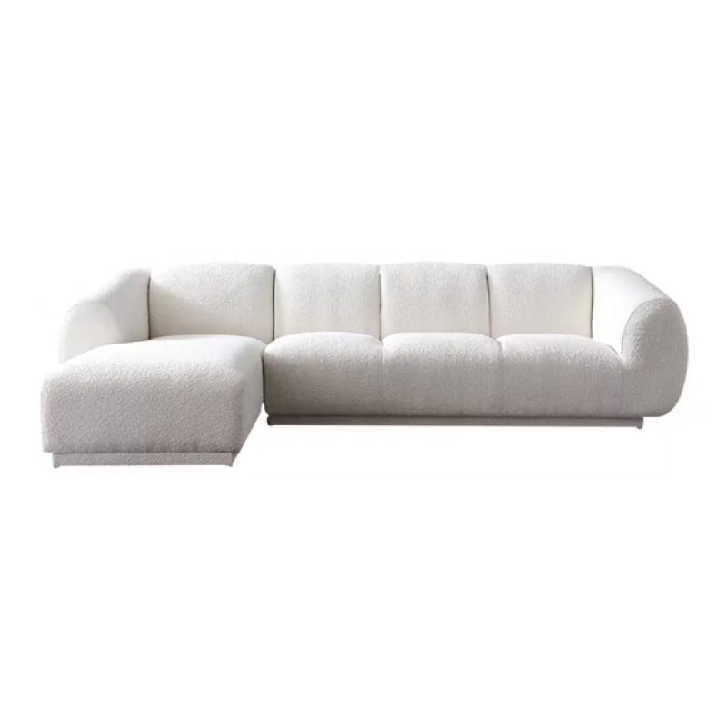 Minimalist Wool Sofa with Chaise in White 29.1" H Fabric Sofa