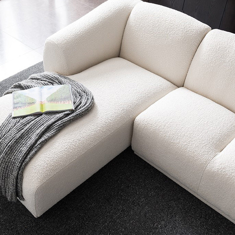 Minimalist Wool Sofa with Chaise in White 29.1" H Fabric Sofa