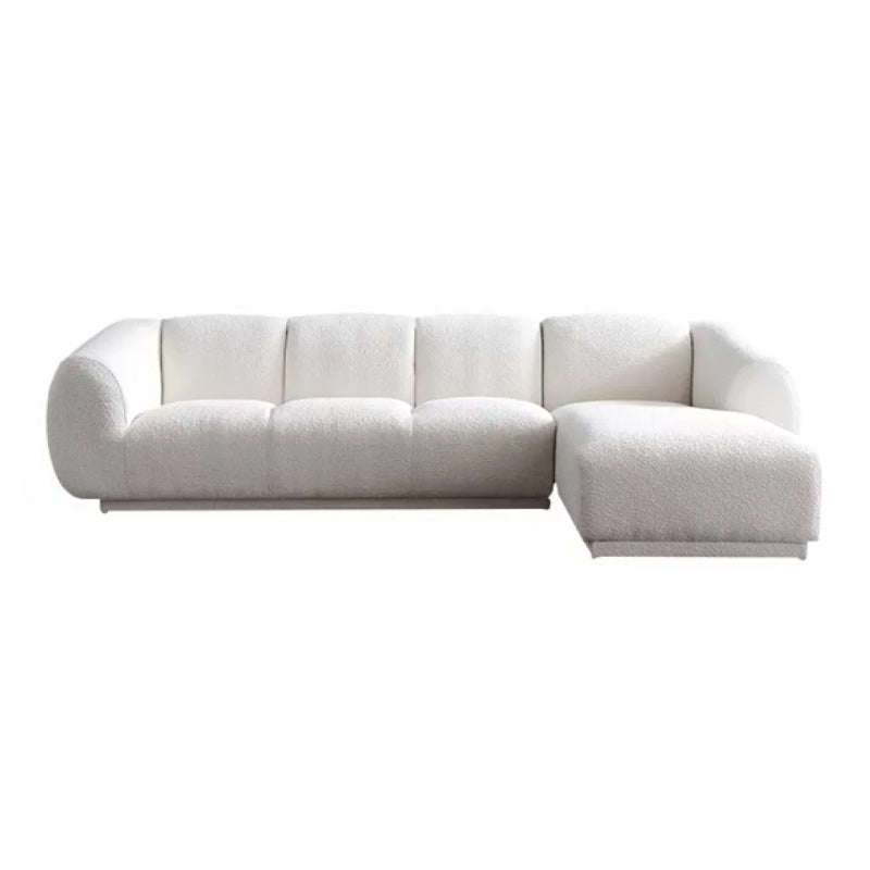 Minimalist Wool Sofa with Chaise in White 29.1" H Fabric Sofa