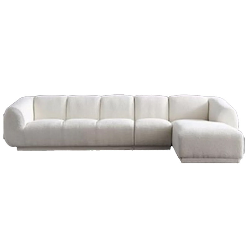 Minimalist Wool Sofa with Chaise in White 29.1" H Fabric Sofa