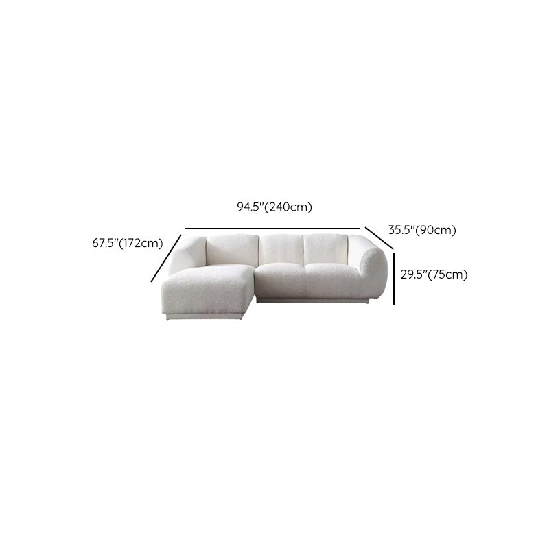 Minimalist Wool Sofa with Chaise in White 29.1" H Fabric Sofa