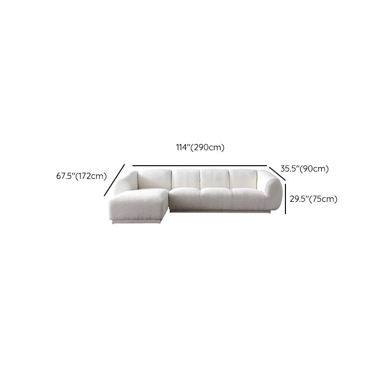 Minimalist Wool Sofa with Chaise in White 29.1" H Fabric Sofa