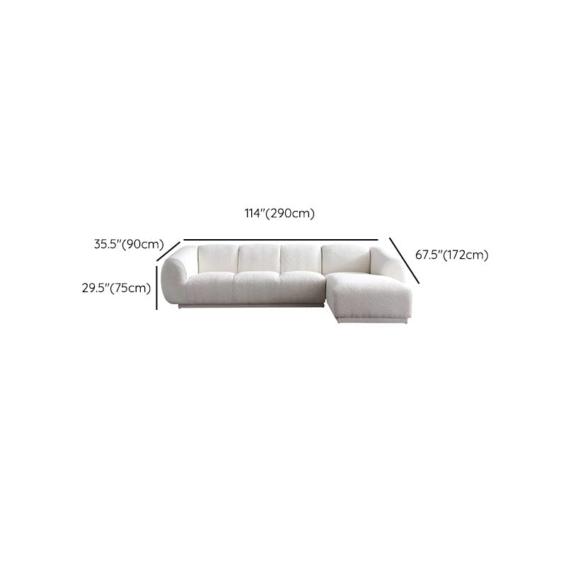 Minimalist Wool Sofa with Chaise in White 29.1" H Fabric Sofa