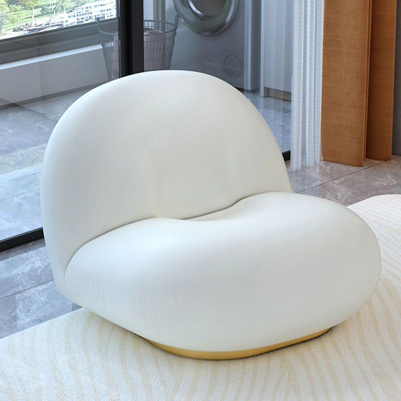 Glam Faux Leather Curved Sofa in White 28.3" H Square Arm Sofa