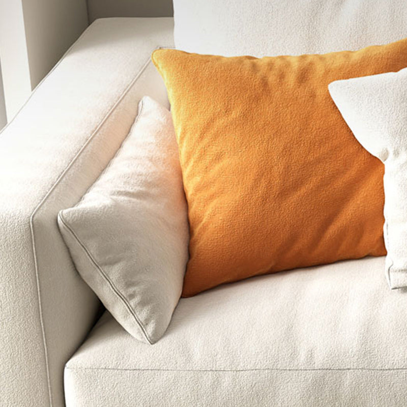 Square Arm Loose Back Sofa and Chaise Slipcovered White Fabric Sofa