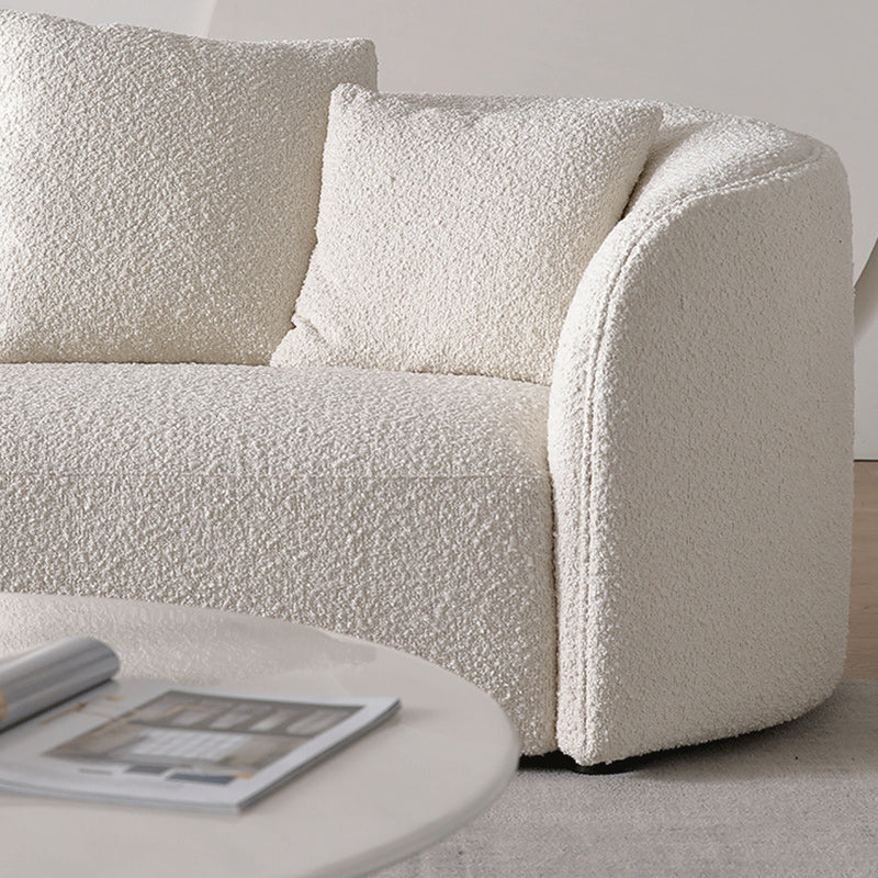 Contemporary Wool Sofa in White Simple Living Room Curved Seating
