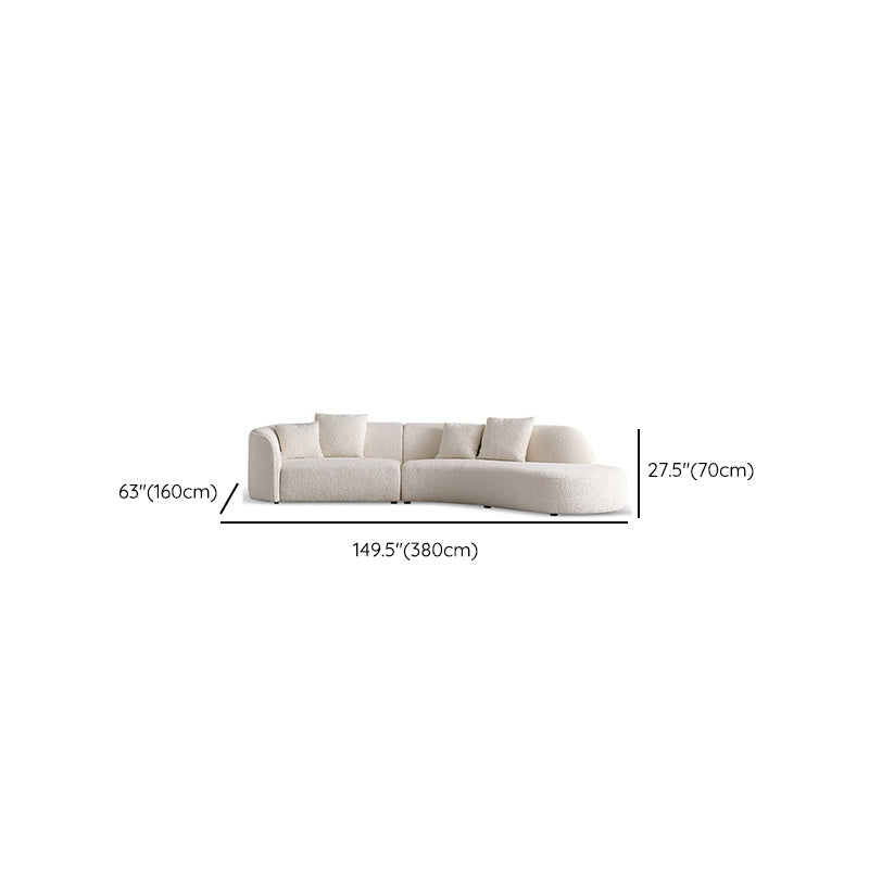 Contemporary Wool Sofa in White Simple Living Room Curved Seating