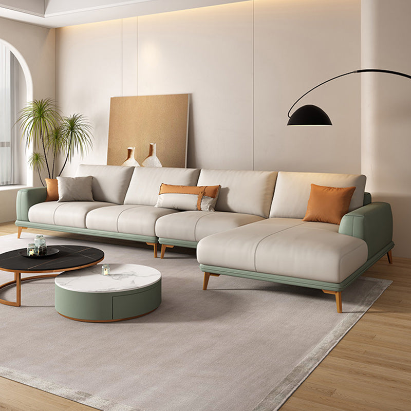 Faux Leather Sectional Sofa Stain-Resistant Sofa with Cushion Back