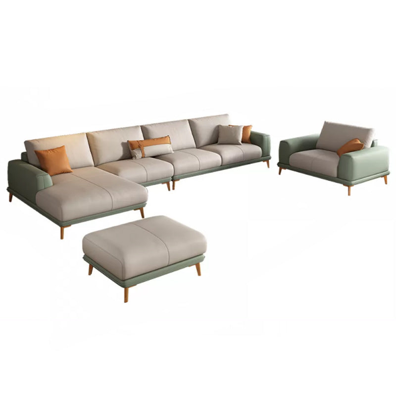 Faux Leather Sectional Sofa Stain-Resistant Sofa with Cushion Back