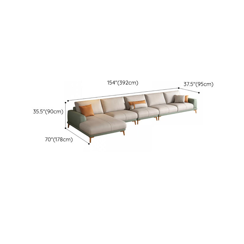 Faux Leather Sectional Sofa Stain-Resistant Sofa with Cushion Back