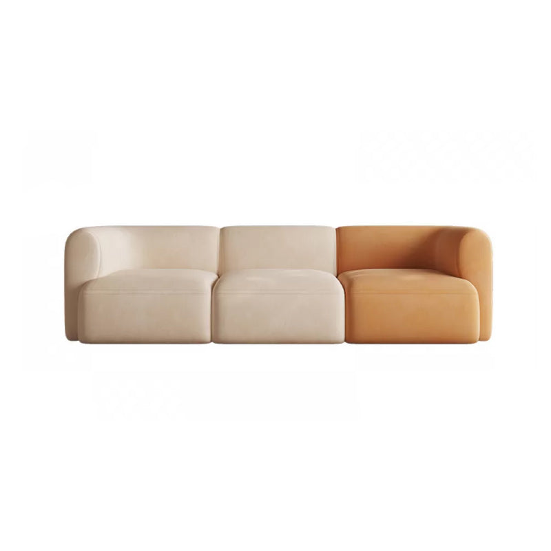Minimalist 27.6-In H Sofa and Chaise Brown & Beige Sofa with One Side Arm