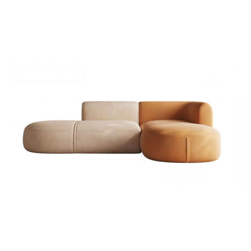 Minimalist 27.6-In H Sofa and Chaise Brown & Beige Sofa with One Side Arm